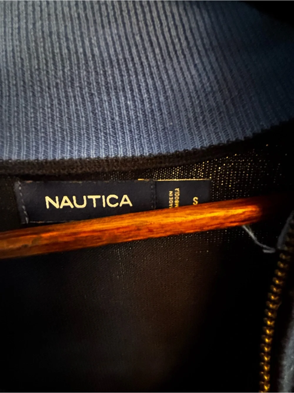 Nautica Men’s Black Half-Zip Sweater with Blue Stripes